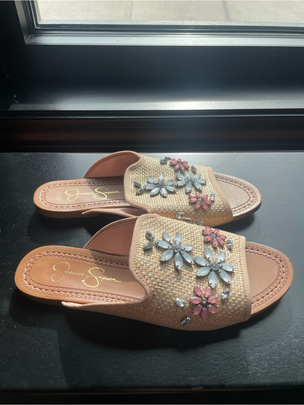 Jessica Simpson Koko Embellished Raffia Sandals